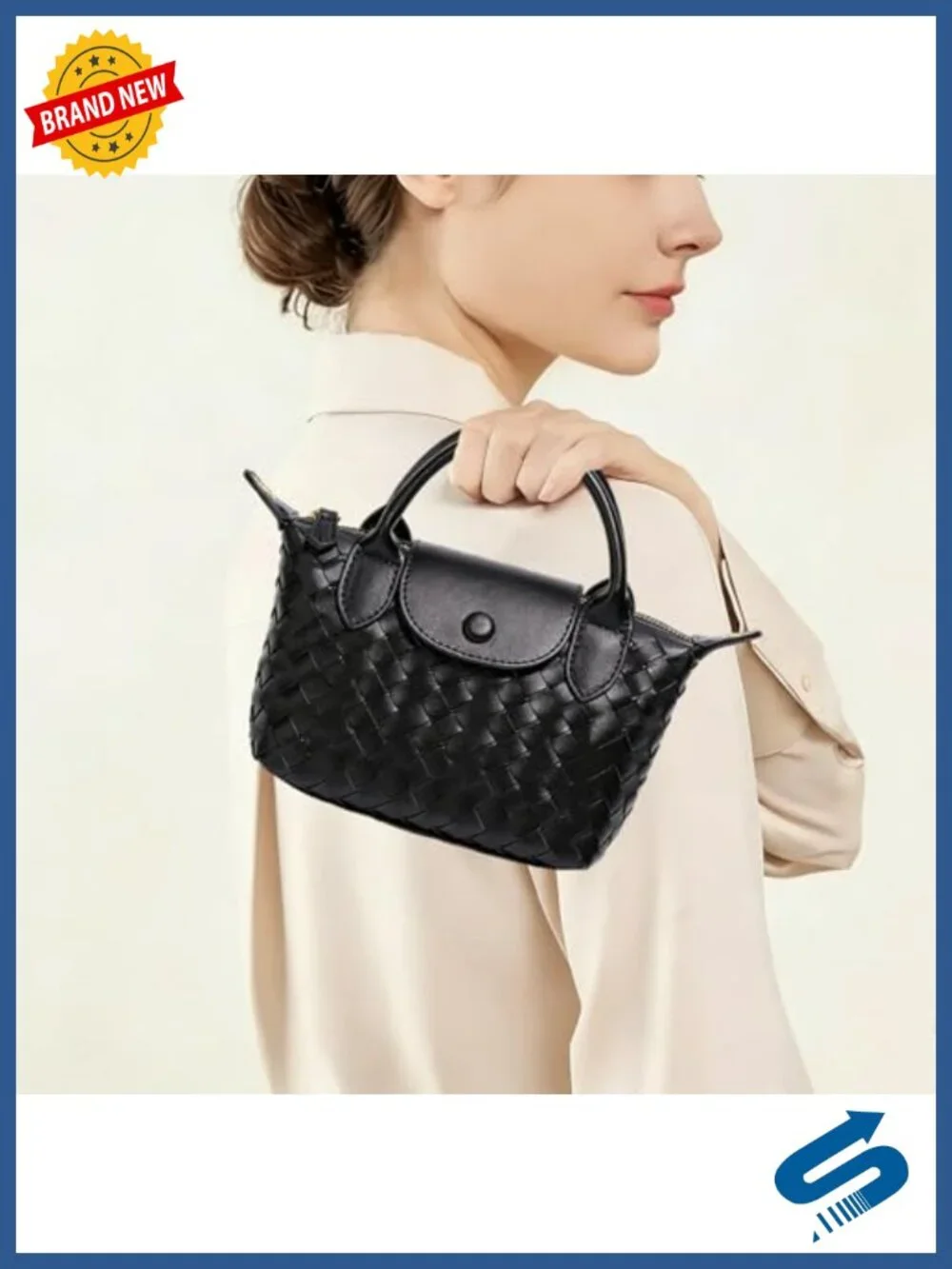 Vegan Leather Woven Crossbody Bag Mini Dumpling Handbag Shoulder Purse